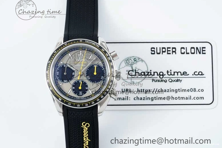 0314 ZipUp Speedmaster Racing Master SS HKF Best Edition Gray Black Dial on Black Rubber Strap A 7811